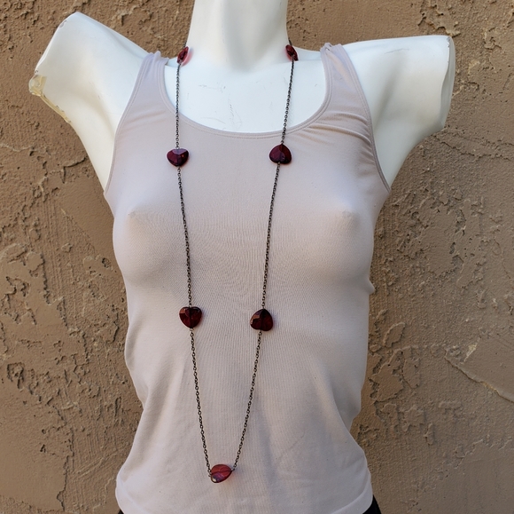 3/$10 Red hearts earrings and long necklace set